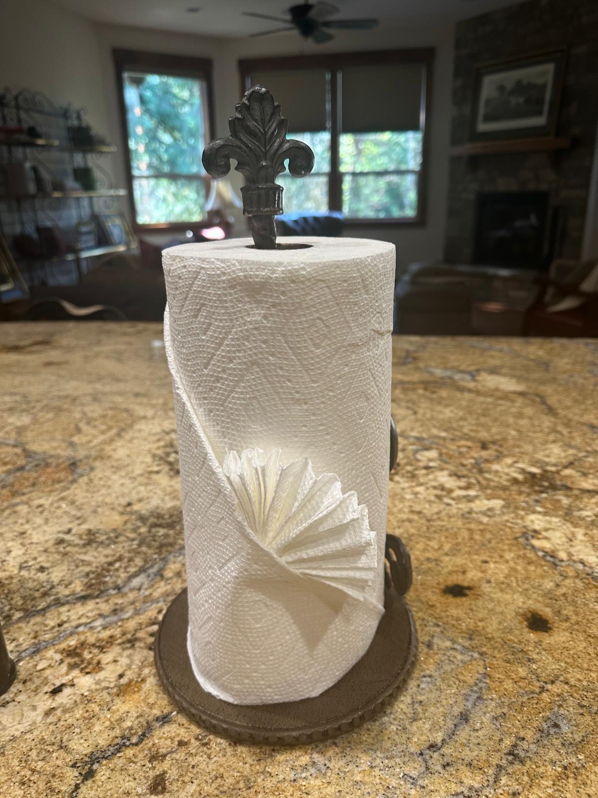 Folded paper towel detail left as a finishing touch after cleaning