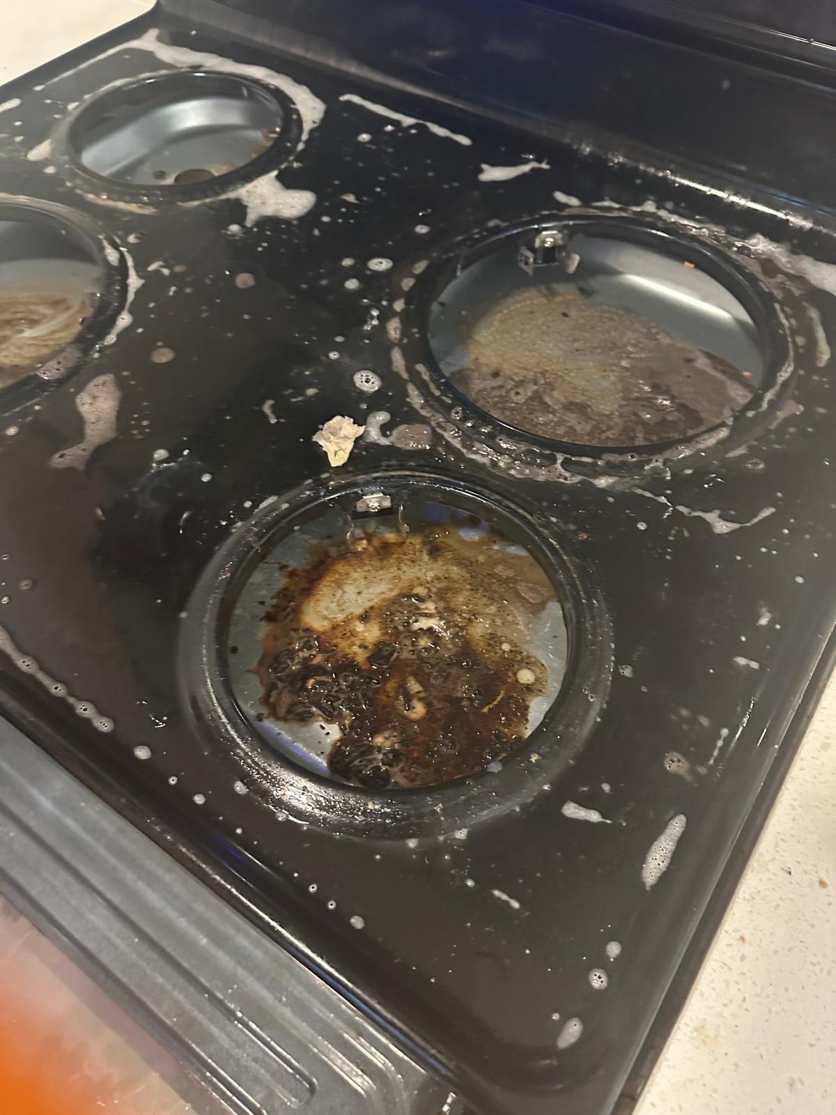 Before: Second stovetop — heavy grease — Keep Clean Solutions LLC