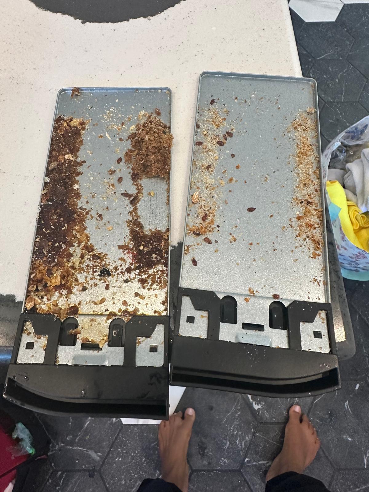 Before: Oven trays — food build-up — Keep Clean Solutions LLC
